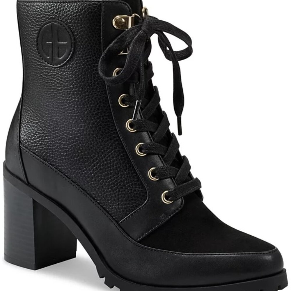 Giani Bernini Women's Keegann Lace up Lug Sole Booties, Black Size 6.5M